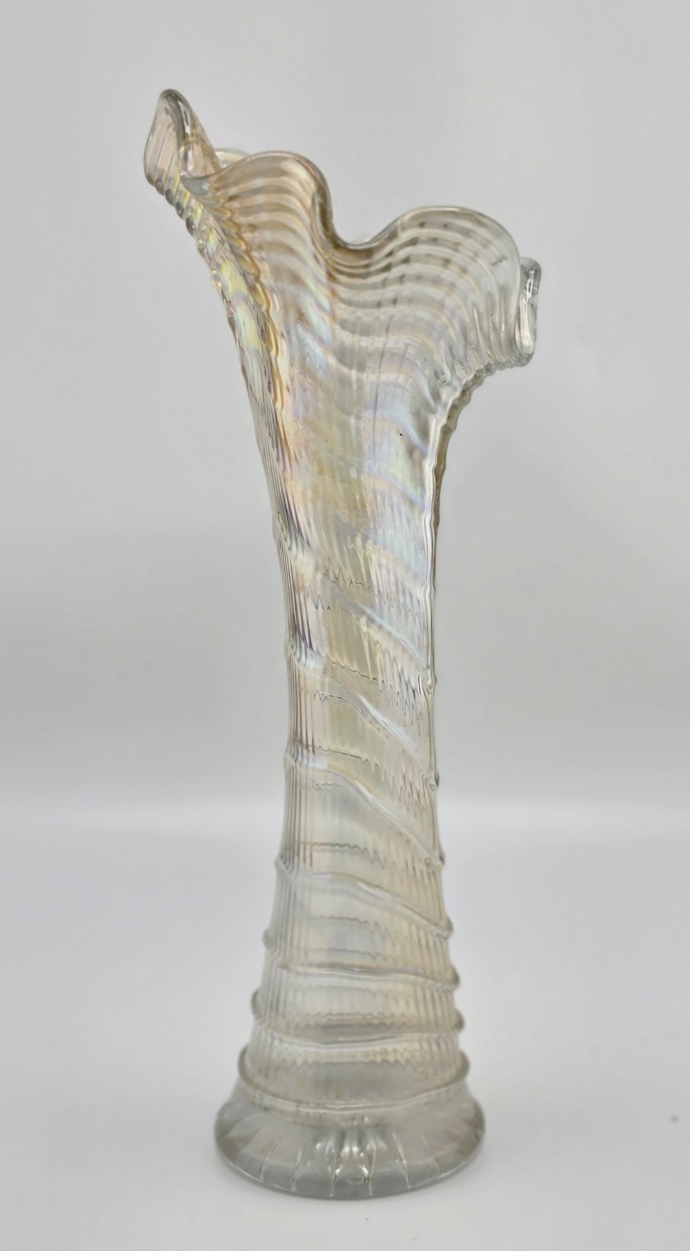 Antique 1920s Imperial Glass Ripple Swung Vase Marigold