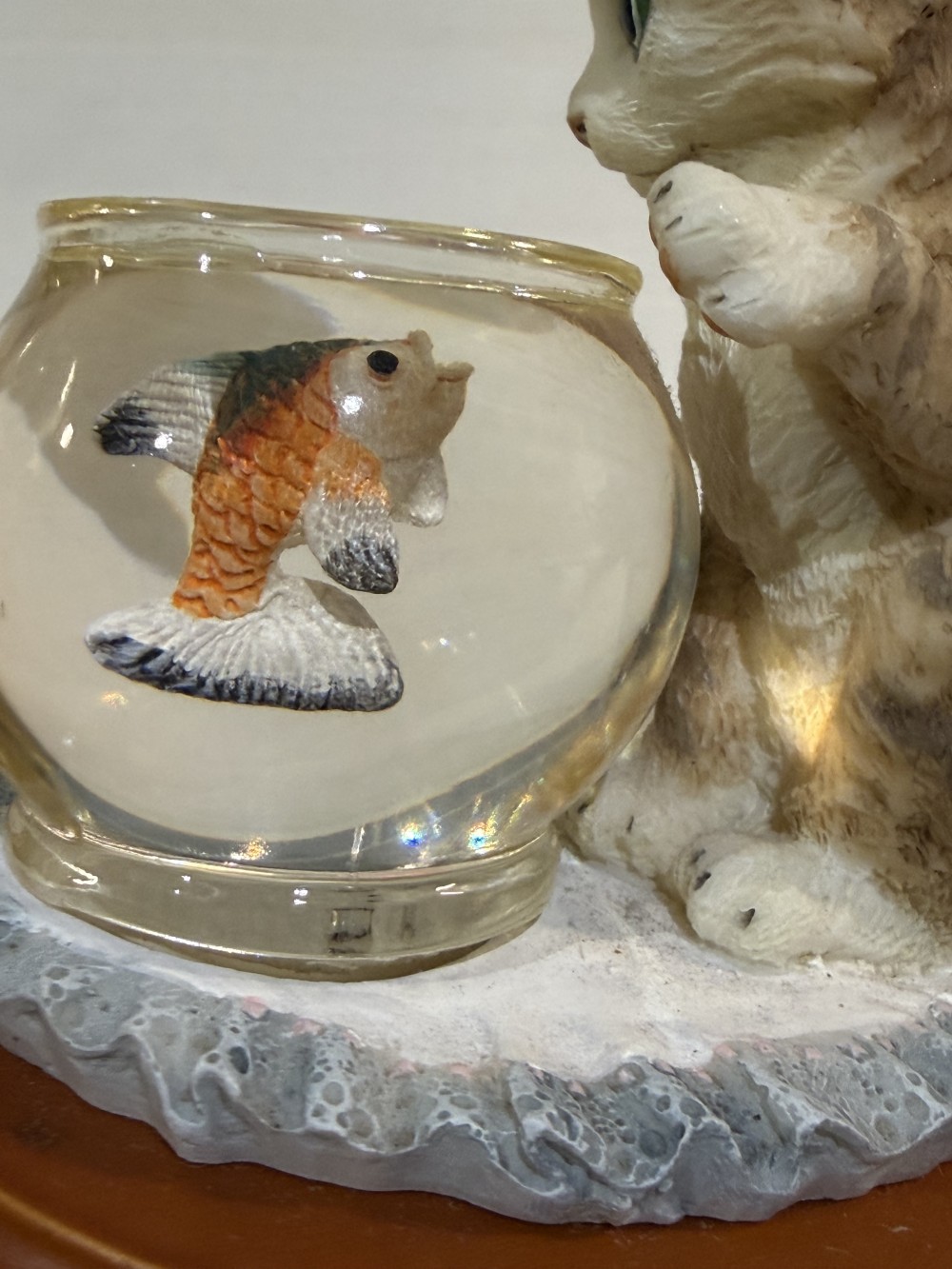 Vintage Cat and Goldfish Bowl Figurine