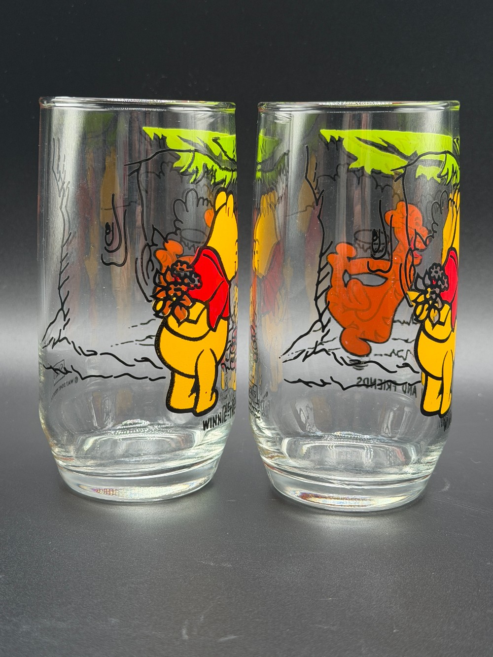 Vintage Sears Disney Winnie The Pooh and Friends Glasses Tumblers Pair