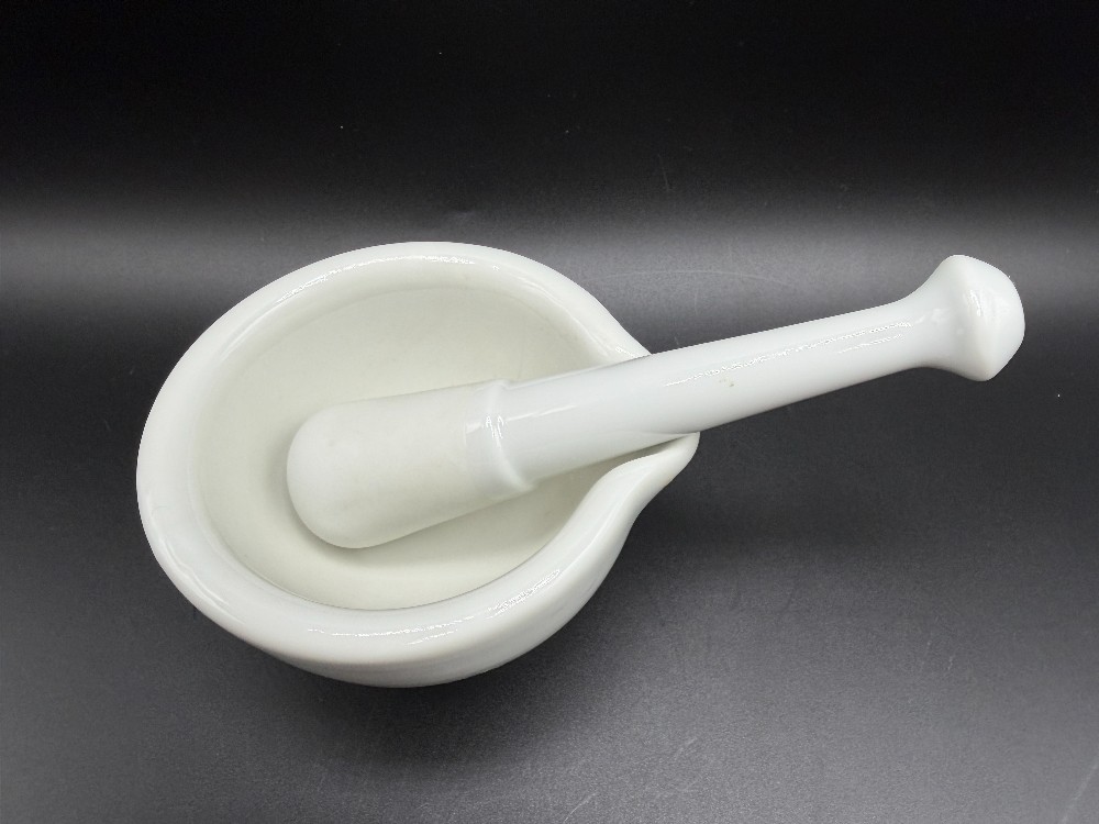 Vintage HIC Japan White Porcelain Mortar and Pestle Set
