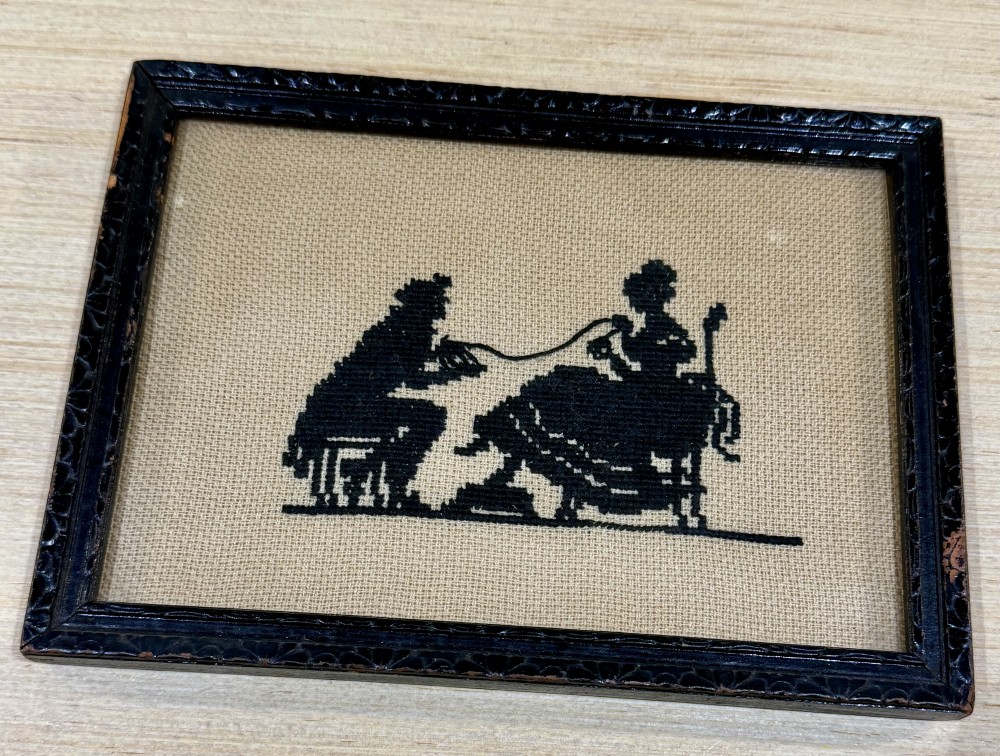 VTG Framed Stitched Courting Scene