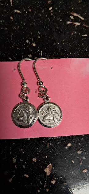 Sterling Silver Guardian Angel Earrings