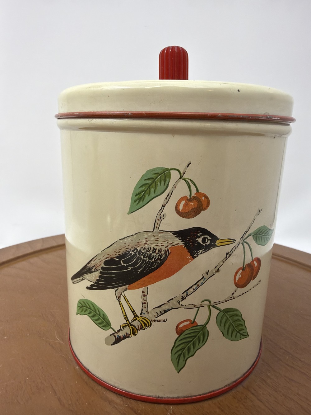 Vtg Robin & Cherry Tin