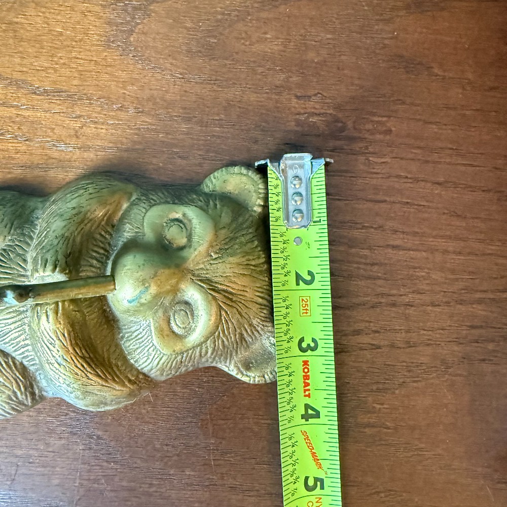 Vintage Brass Bear Wall Hook, Curved Horn Design