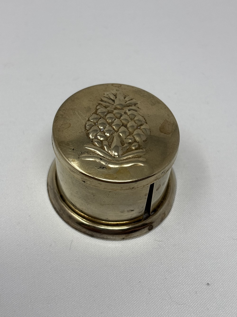 Vintage Brass Stamp Dispenser w/Pinapple on Top