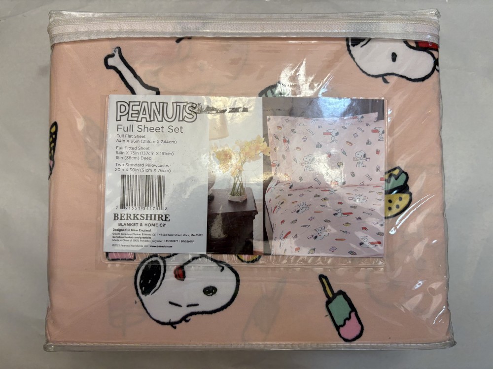 New - Berkshire Blanket Peanuts Snoopy Full Sheet Set