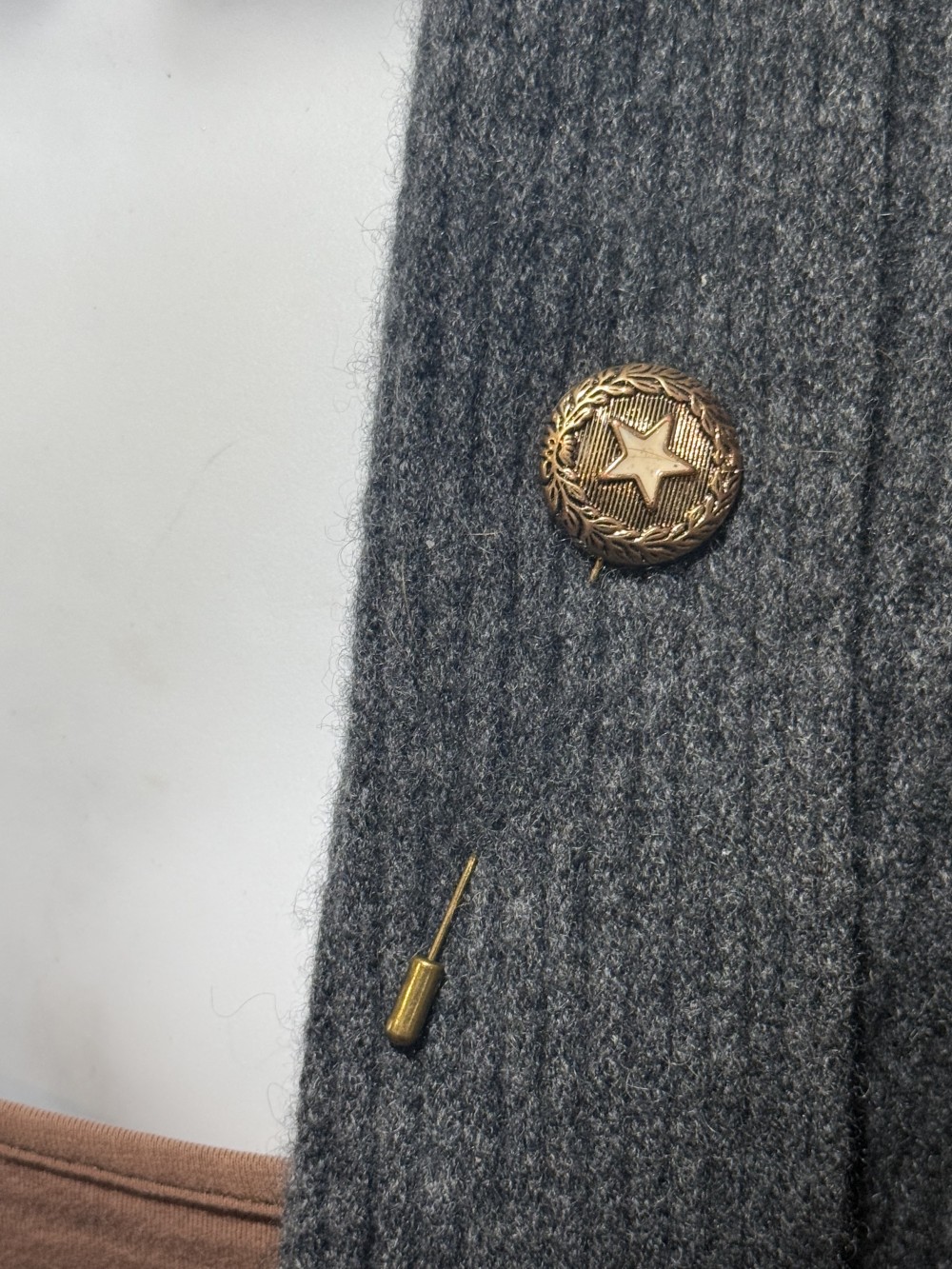Hat Pin / Scarf Pin - Vintage Star and Bronze Button, Lapel Pin, Hat Pins,