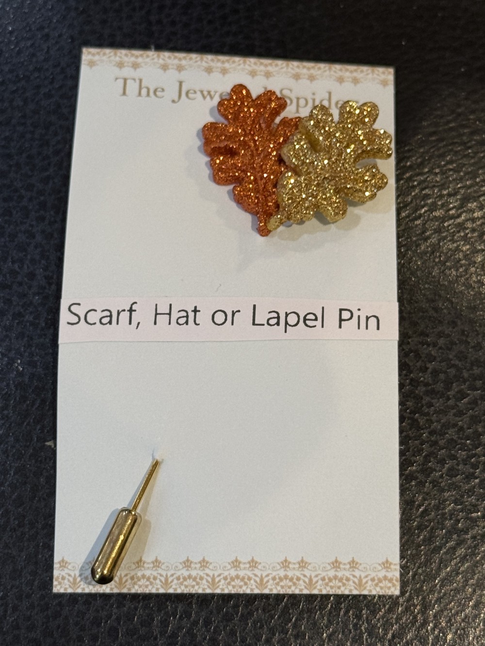 Hat Pin, Scarf Pin - Fall Leaves in Glitter,  Lapel Pin, Autumn, Fall, Thanksgiving