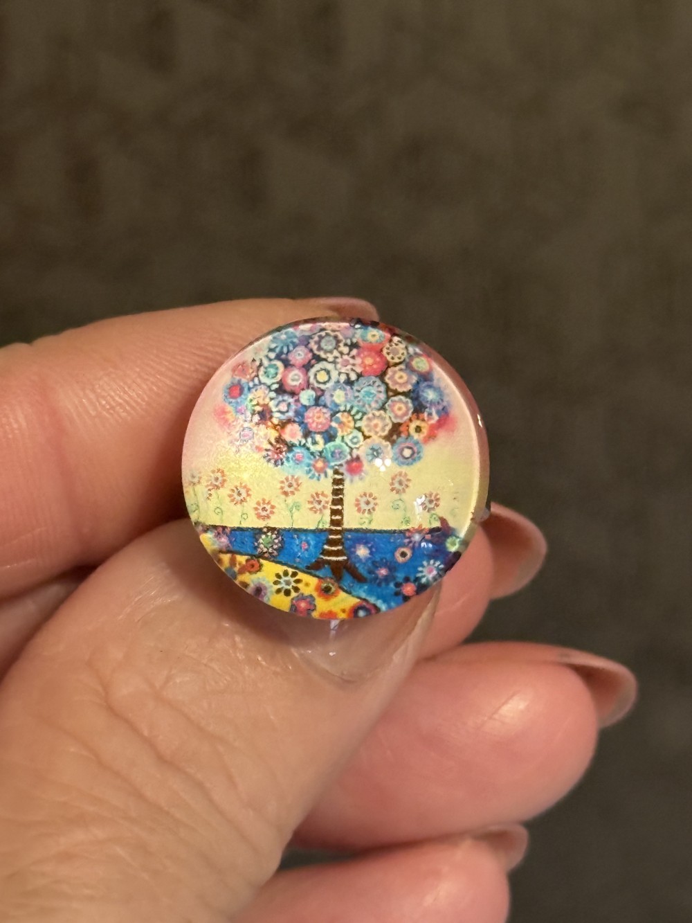 Adjustable Ring - Tree of Life Blue Wheels and Gears