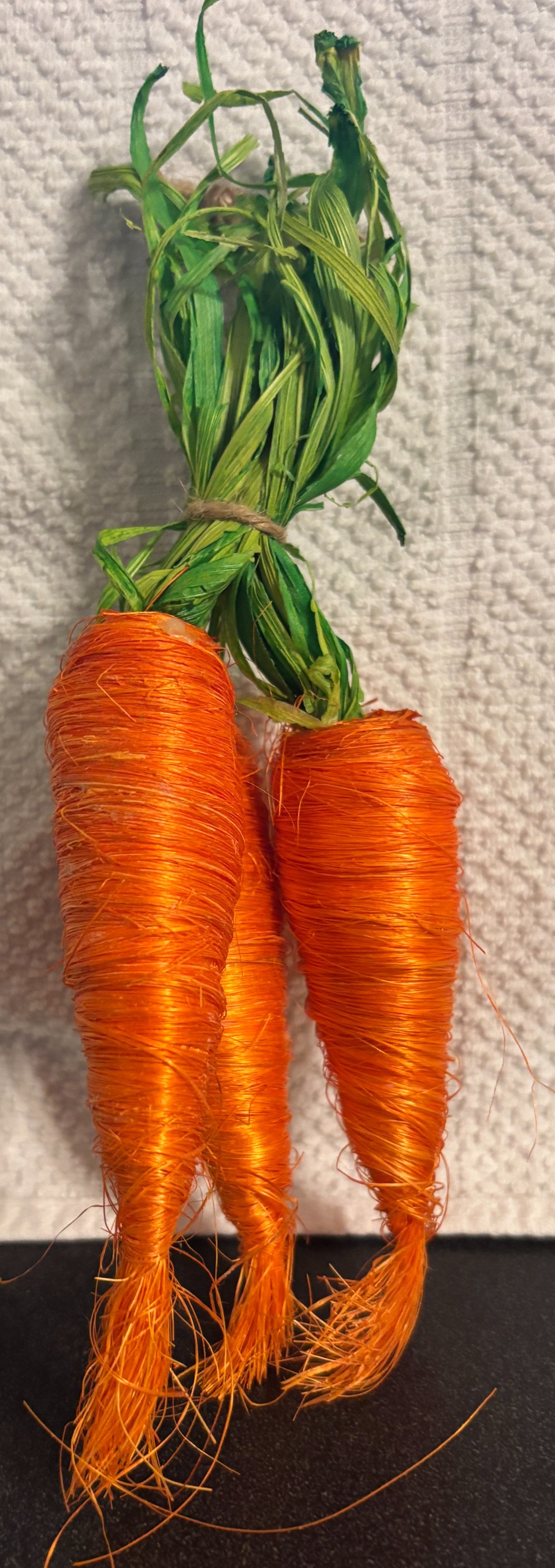 Set of 3 Ashland faux raffia orange carrots w/green tops