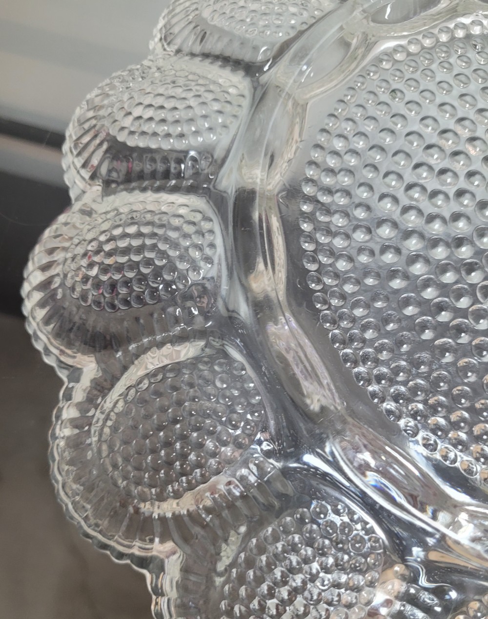 VTG India Glass Hobmail egg plate