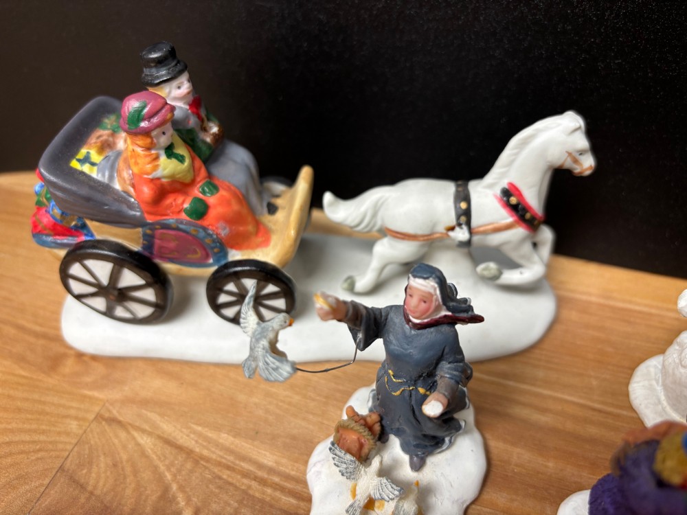 Vintage Lemax Christmas Village Figurine and Accessory Lot of 6