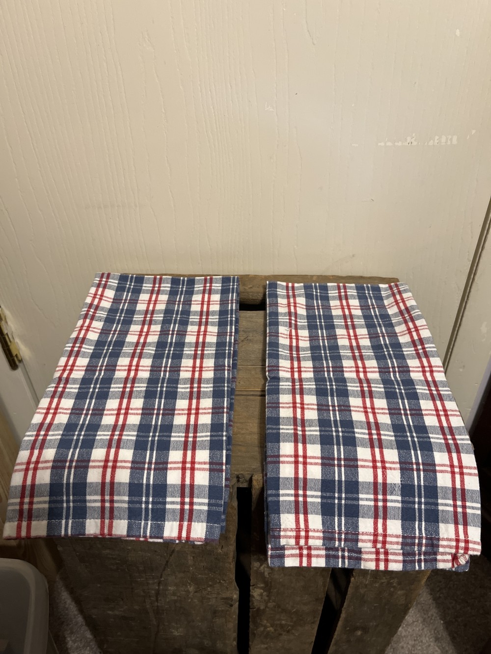 Red white & blue plaid kitchen towel
