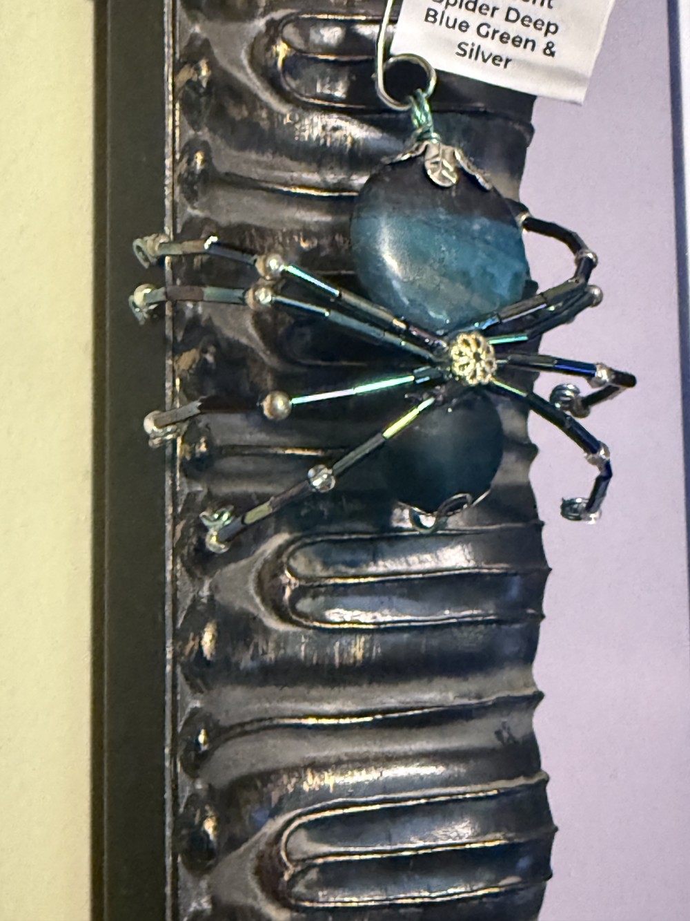 Ornament Spider Deep Blue Green & Silver