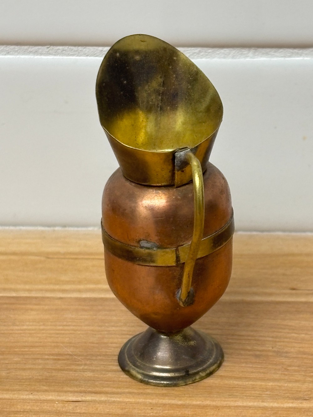 Miniature Vintage Ewer Pitcher Copper & Brass Dollhouse Decor Metalwork