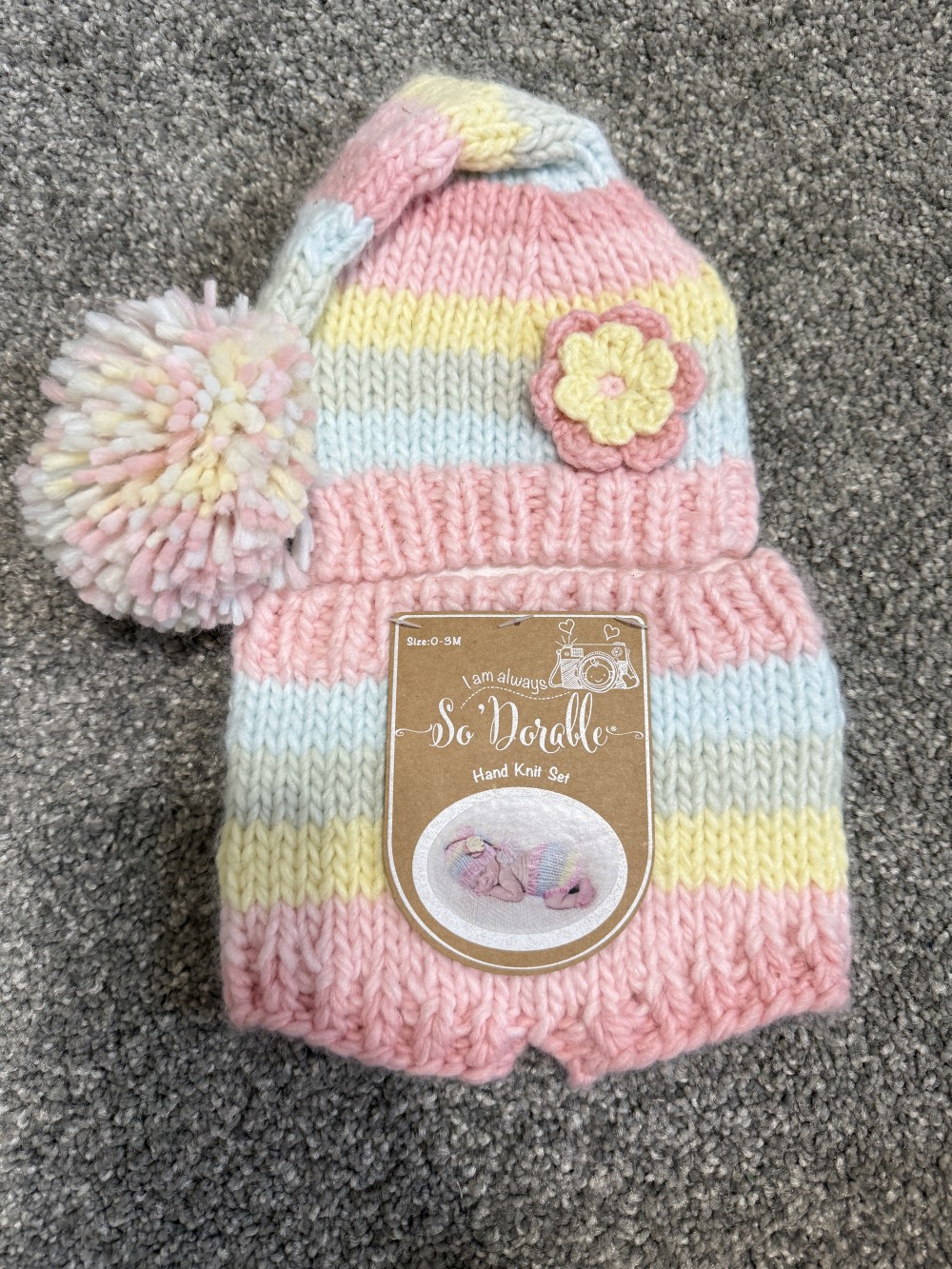 Hand knit newborn baby set