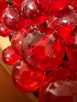 MCM Red Lucite Grapes Swag Lamp