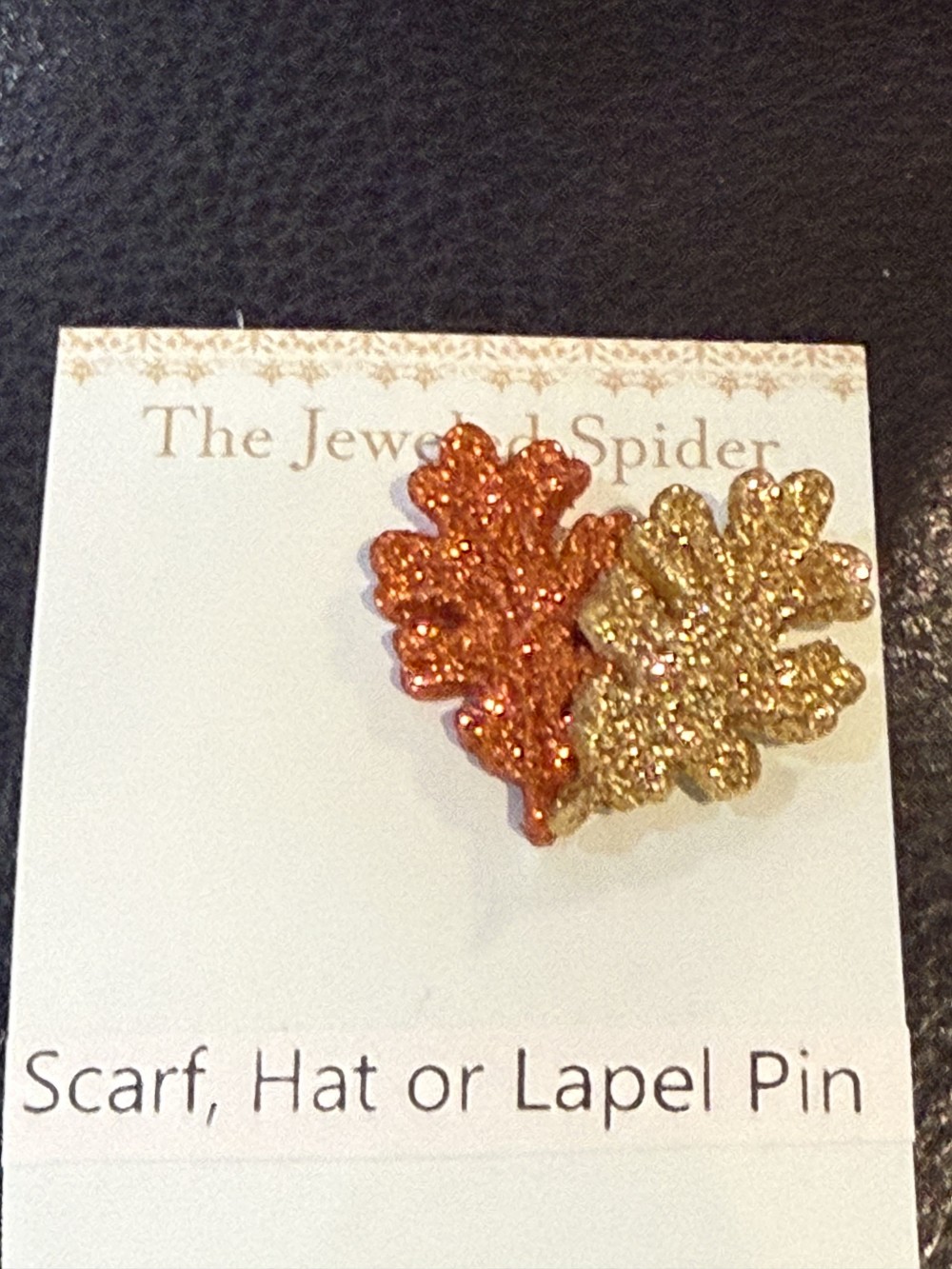 Hat Pin, Scarf Pin - Fall Leaves in Glitter,  Lapel Pin, Autumn, Fall, Thanksgiving