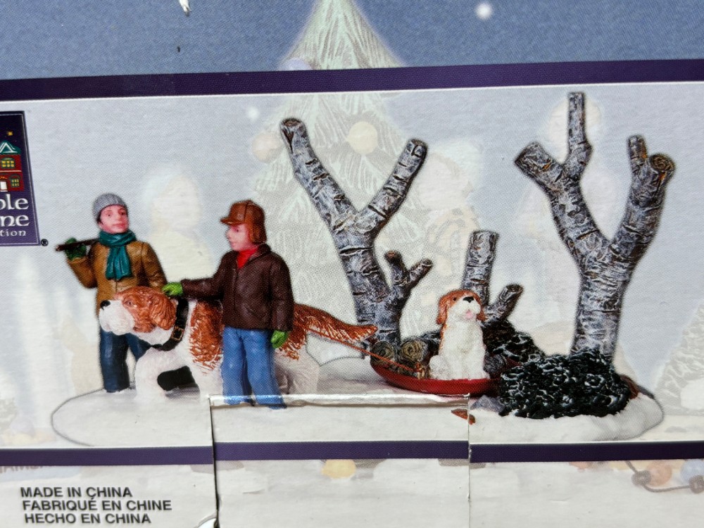 Carole Towne Mush Dog Sled Scene Lemax Christmas Village Winter Accessory
