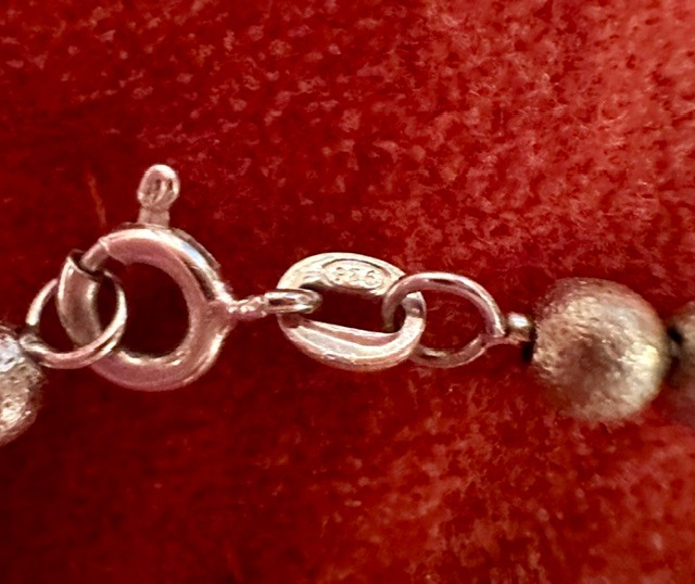 925 Sterling Beaded Bracelet. 7.25 in. Gold wash on some beads.
