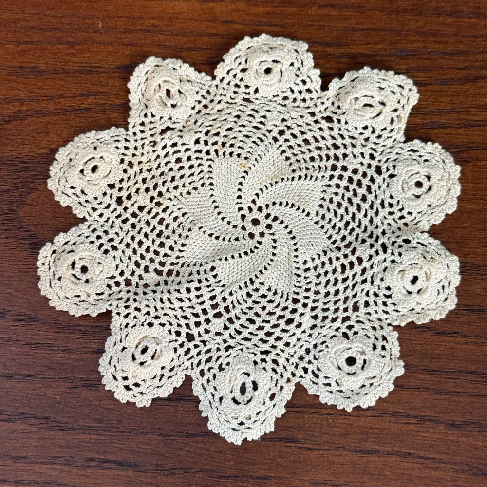 Vintage Hand Crocheted Irish Rose Doily