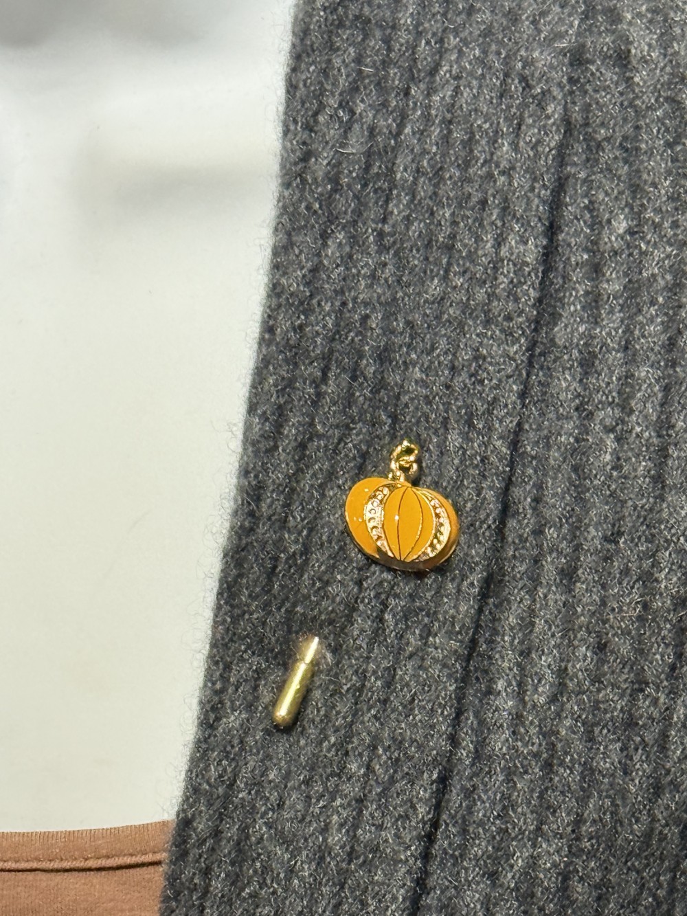 Hat Pin, Scarf Pin - Orange Enamel Pumpkin, Lapel Pin