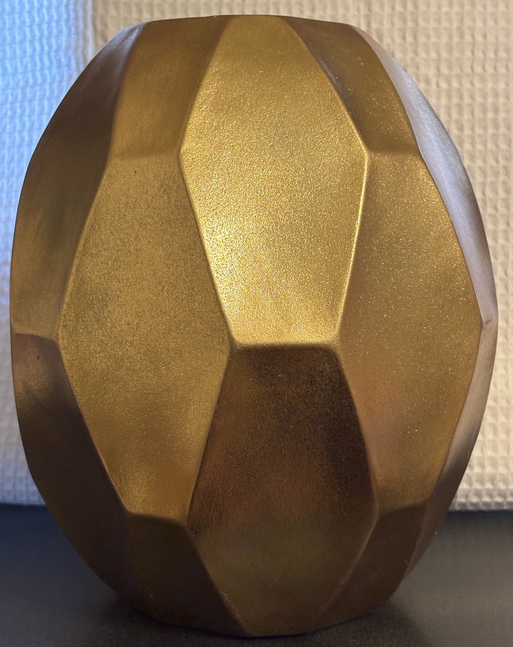 Faceted ceramic gold metalic decor container