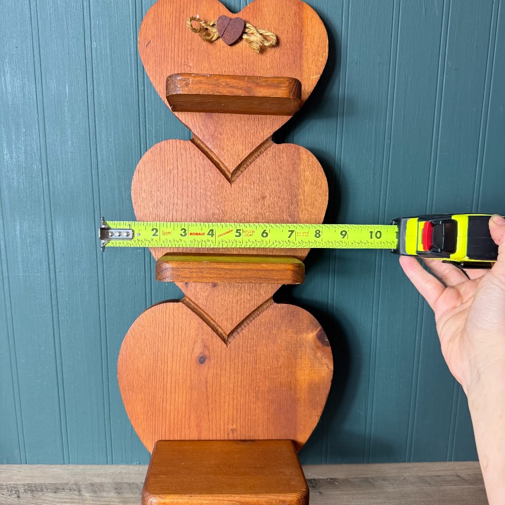 Wood Triple Heart Wall Shelf