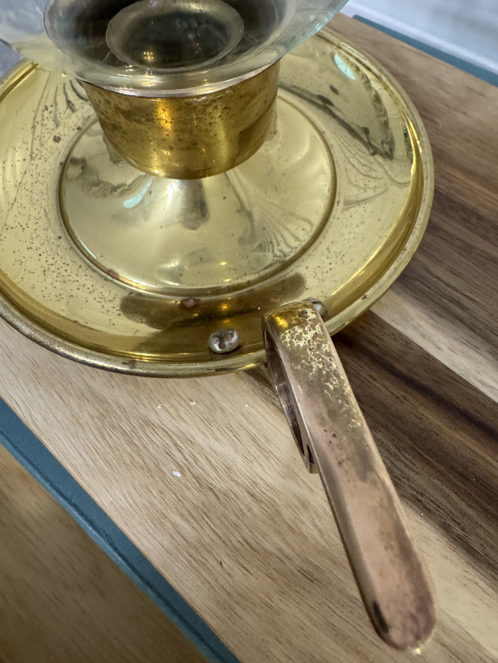 PAIR VINTAGE BRASS HURRICANE LAMPS, GLASS GLOBES