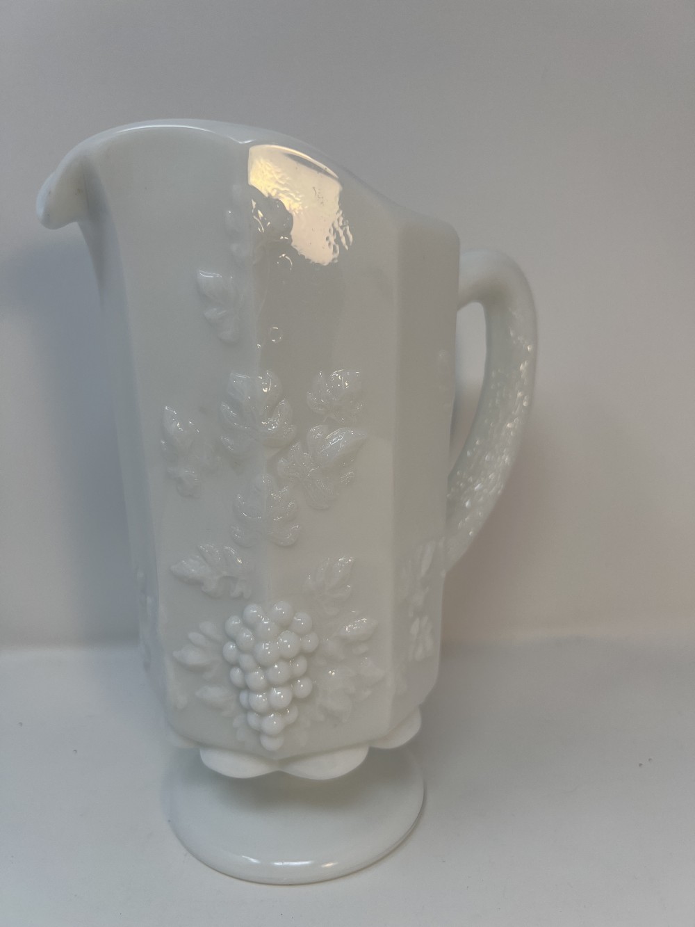 Vtg Westmoreland Paneled Milk Glass Pitcher