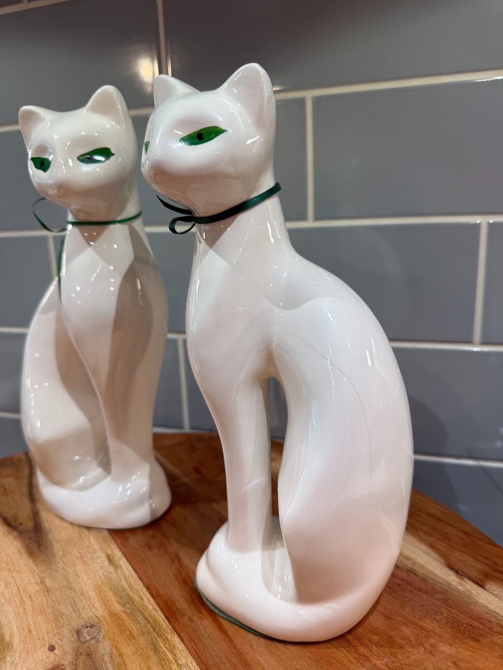 MCM Pair Ceramic Cat Figurine
