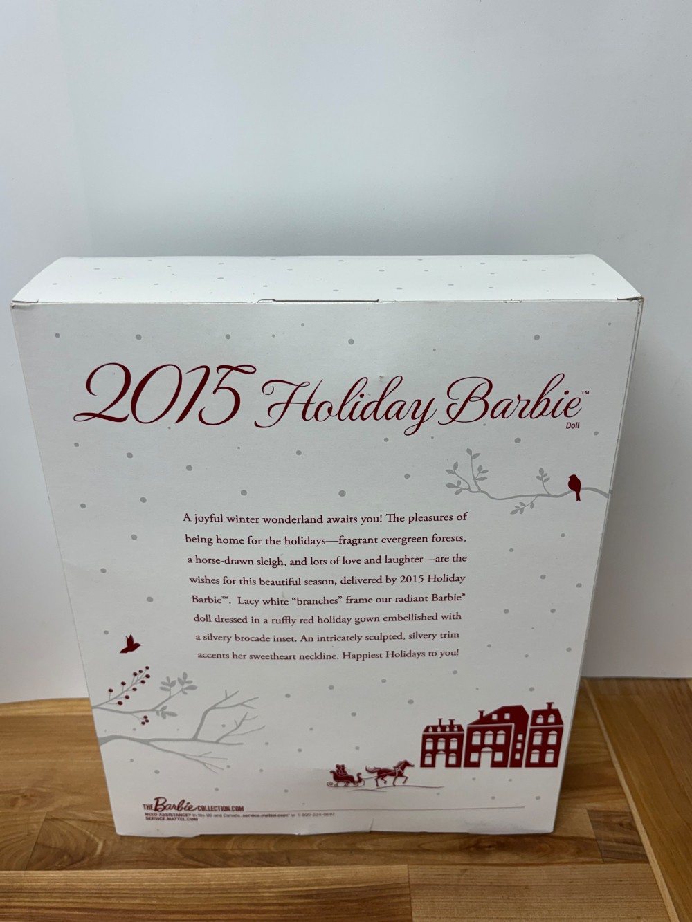 2015 Holiday Barbie Blonde Red Burgundy Gown Christmas Collector Doll Mattel CHR76 NIB