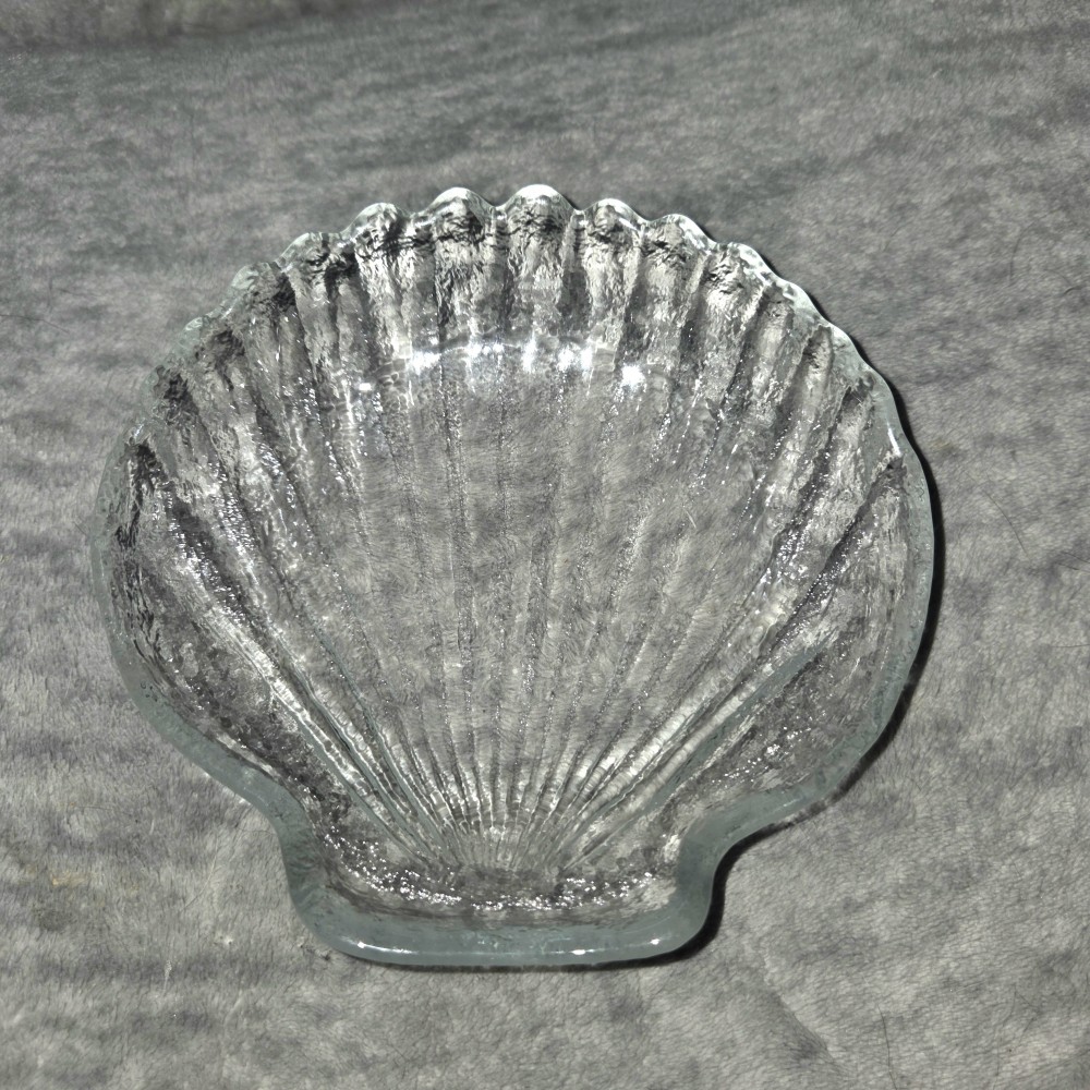 Vintage Glass Seashell Trinket Dish