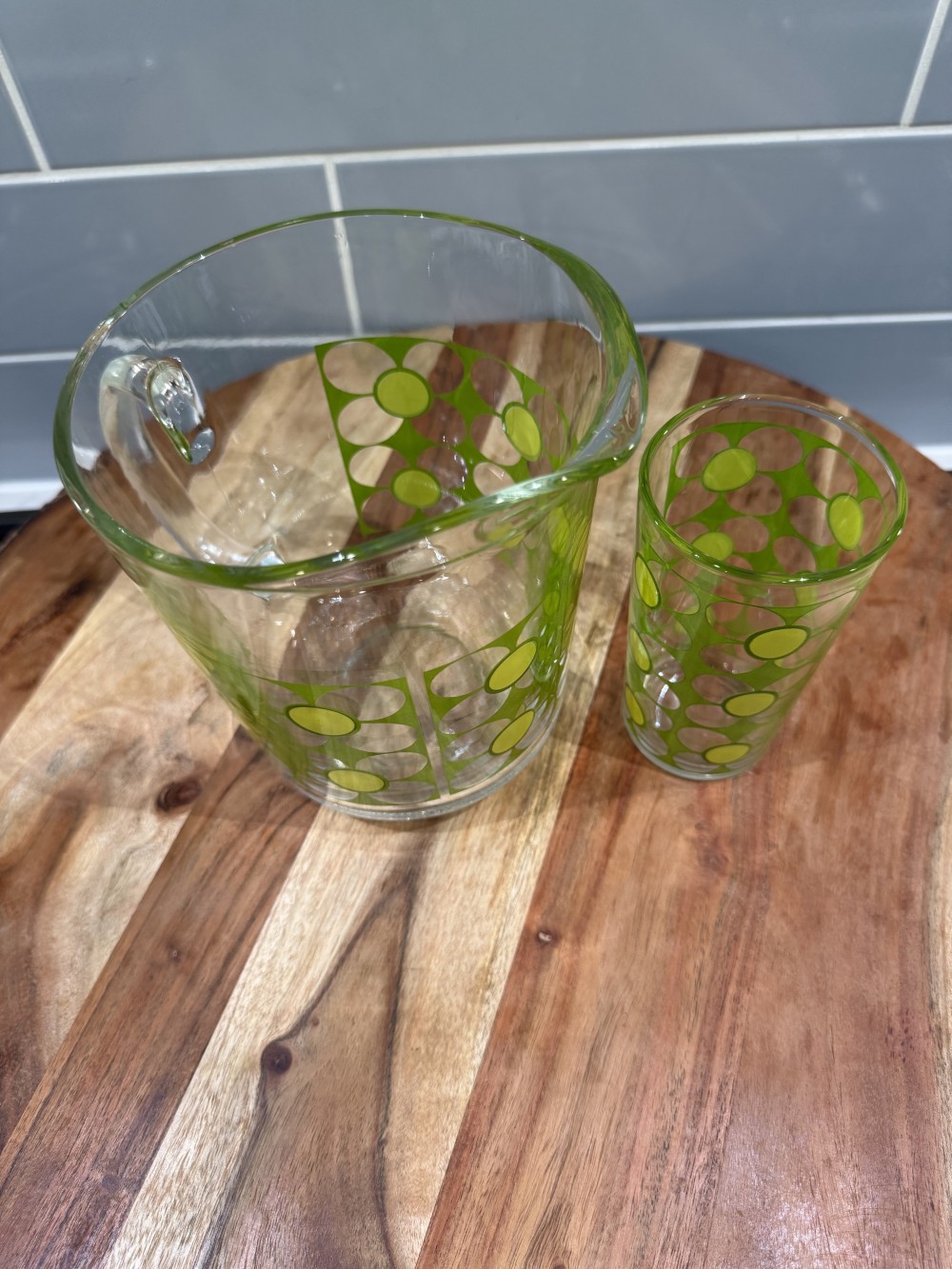 Vintage 1970s Pop-Art Pitcher & Glass Set