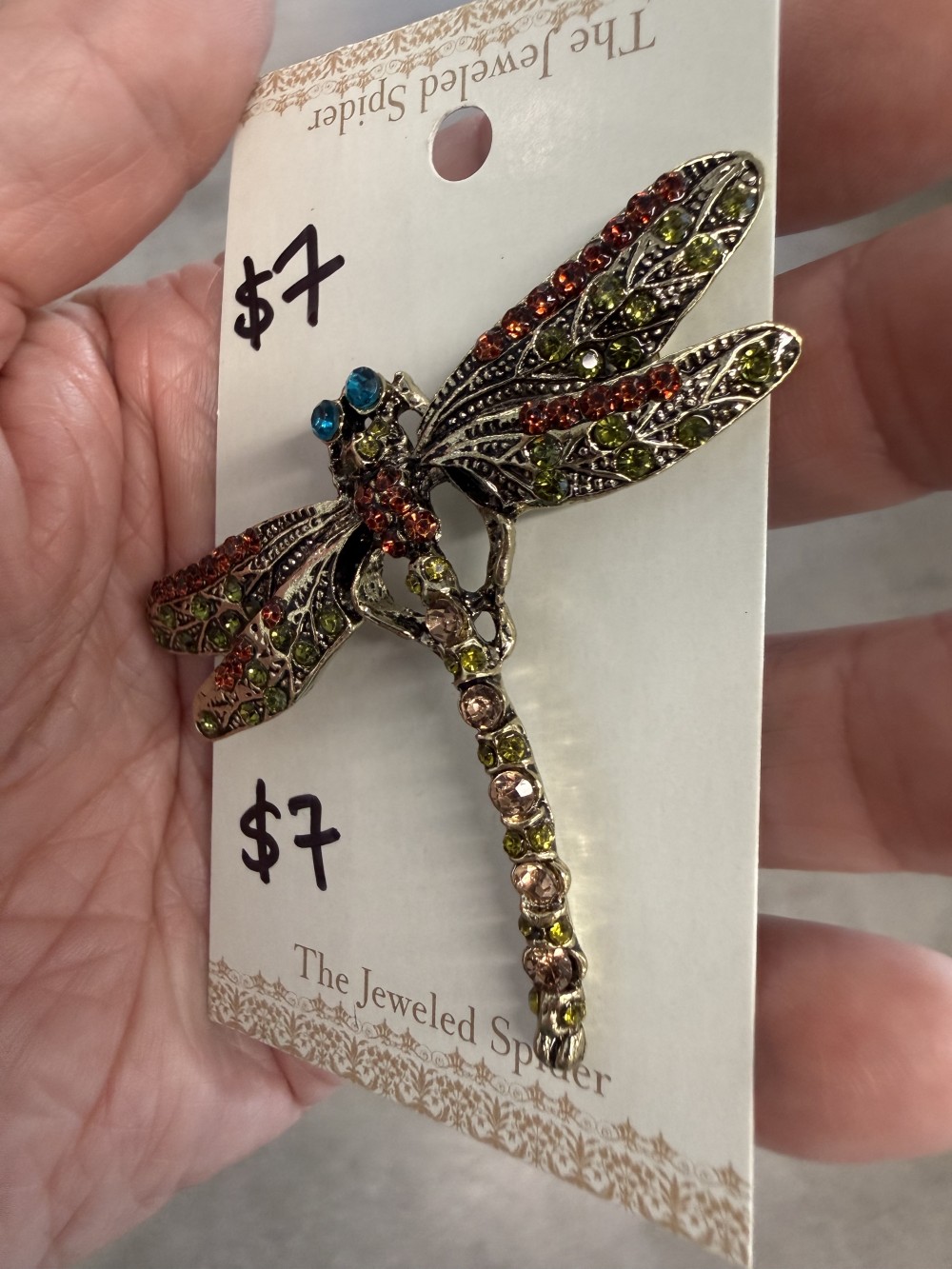 Brooch Pin - Dragonfly in Colorful Rhinestones