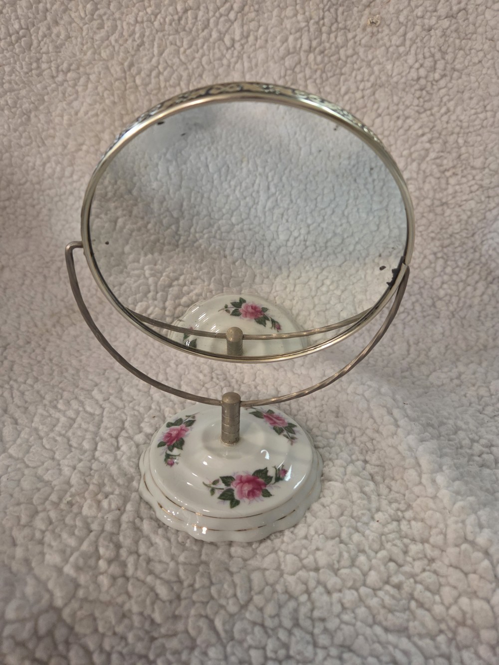 VTG Porcelain Floral Vanity Mirror