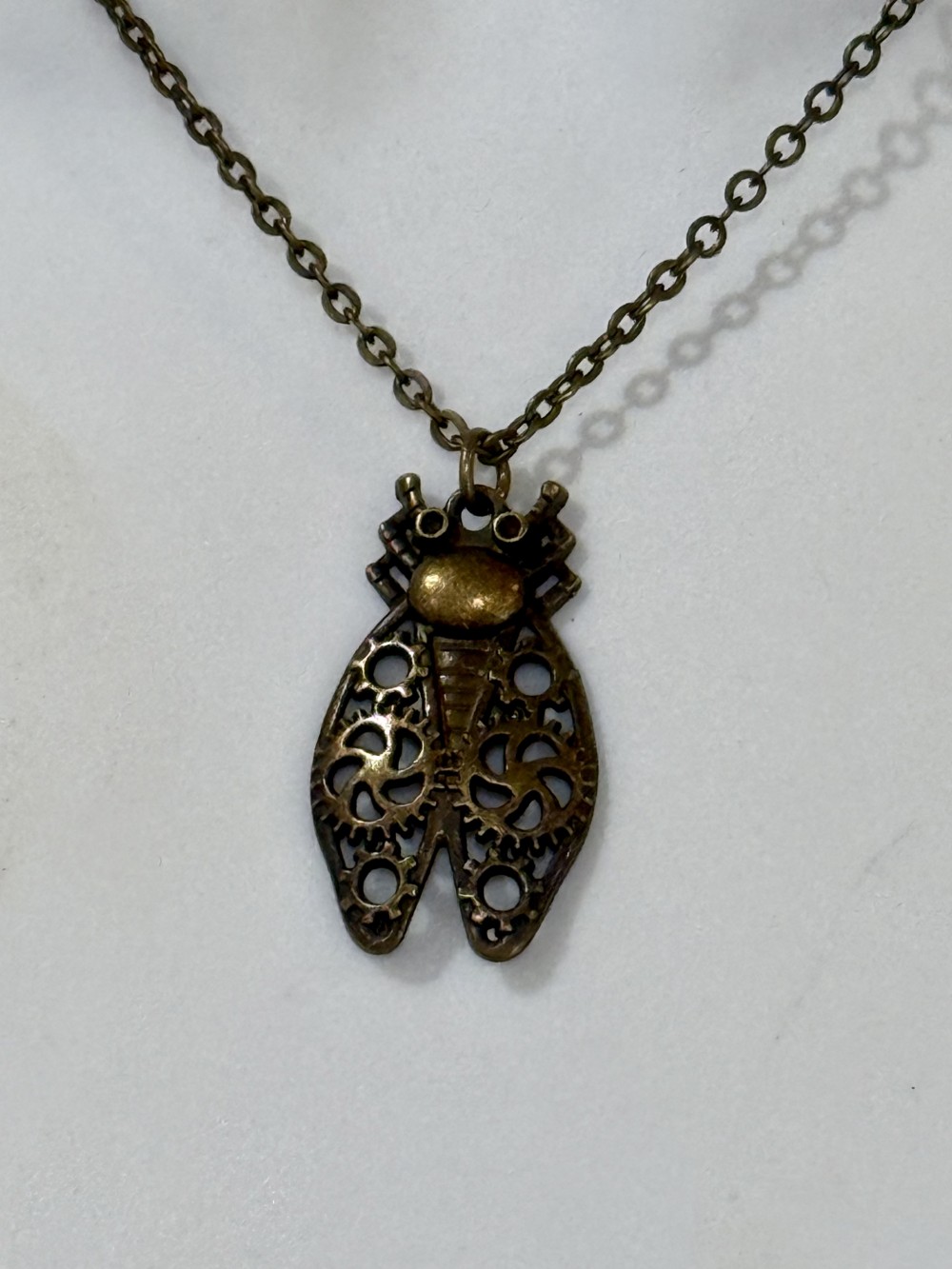 Pendant Necklace - Steampunk Insect in Bronze, Fly