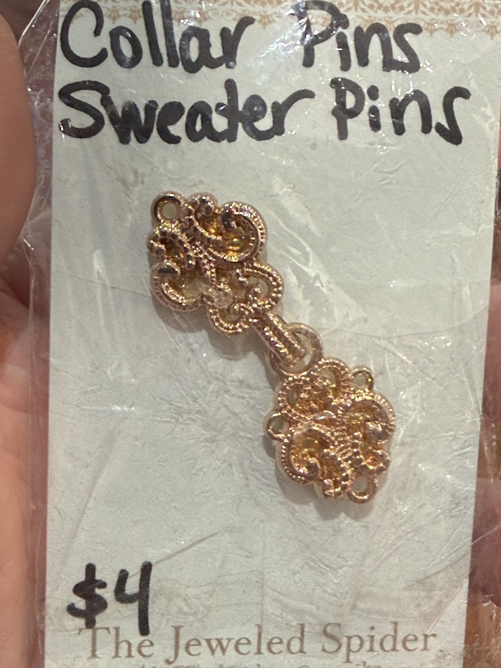 Collar Pins - Sm swirls, Dress pins, Sweater Pins, Sweater Clips