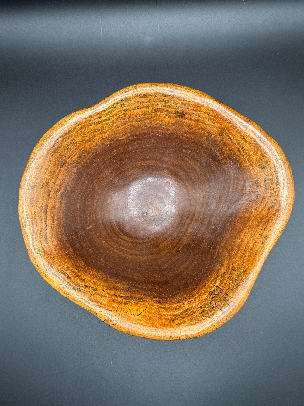 Signed Lindsay Frost Walnut Studio Art Bowl #651 – Spalted Live Edge Turning