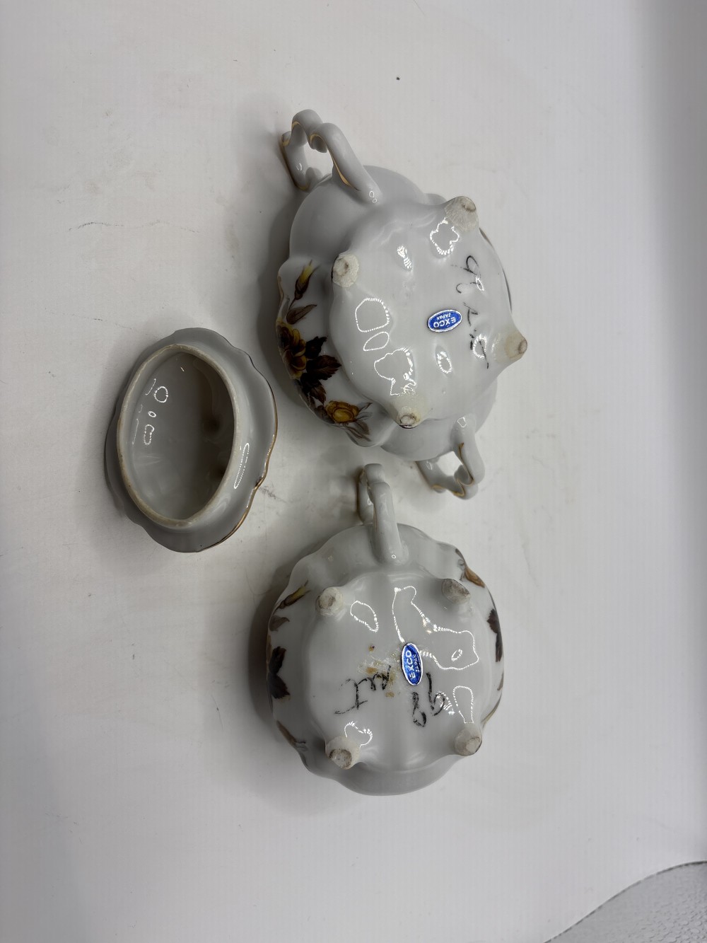 Exco China Mini Cream and Sugar Set Japan Vintage As-is