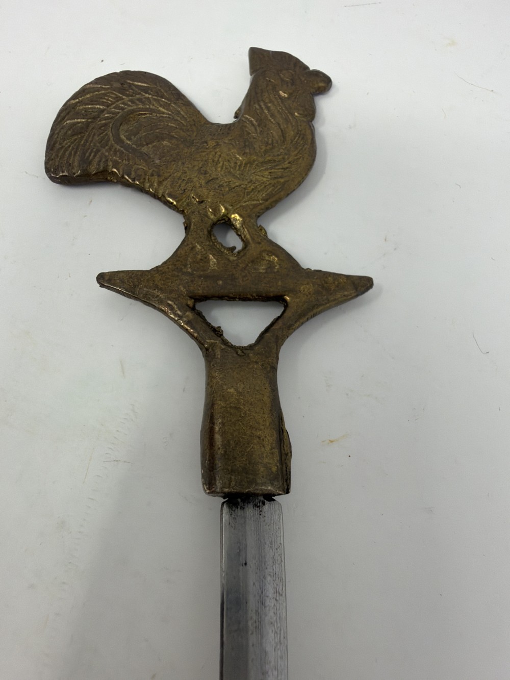 Vintage Brass & Stainless Steel Rooster Skewer