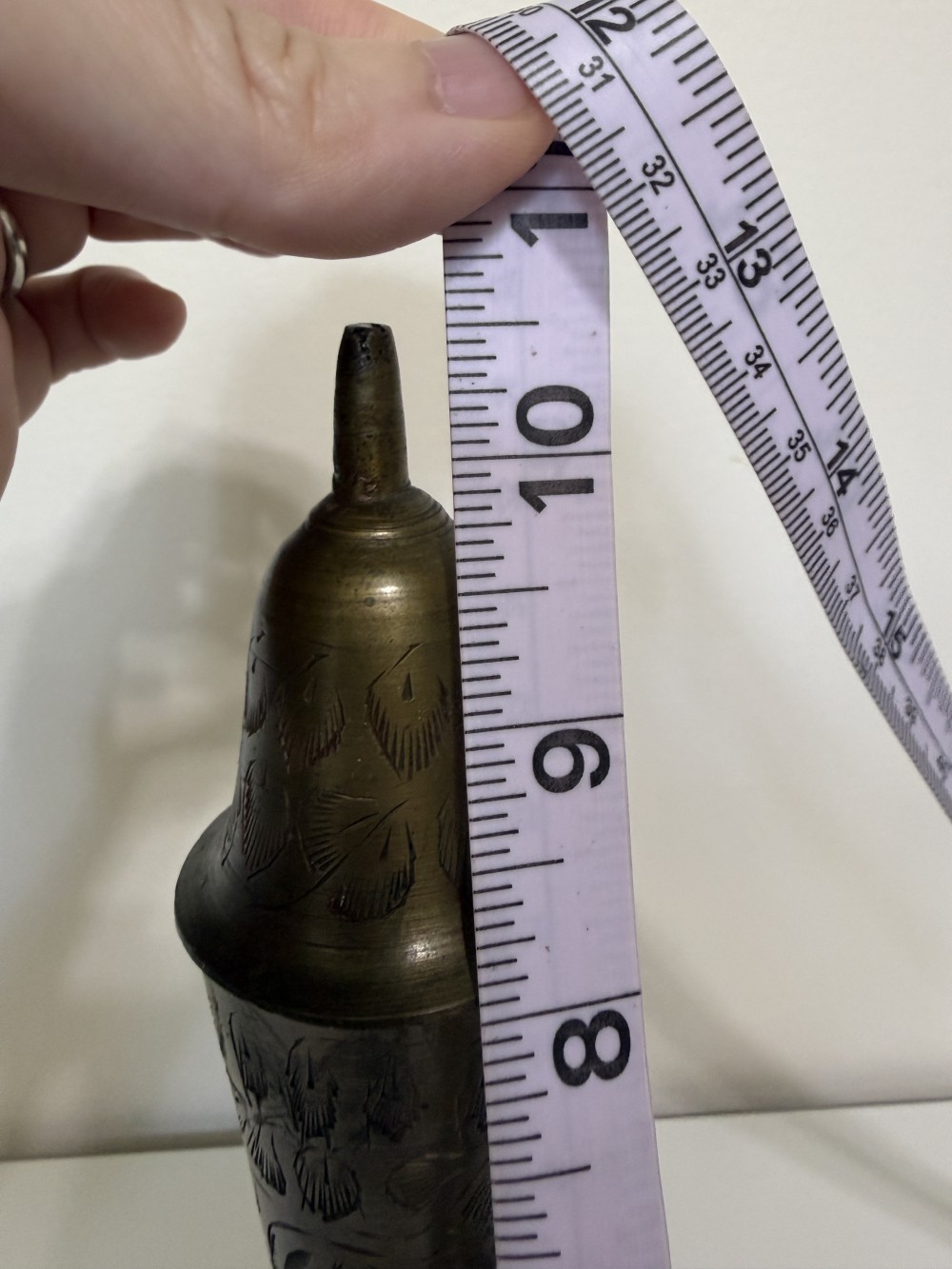 Vintage India engraved brass urn w/ lid