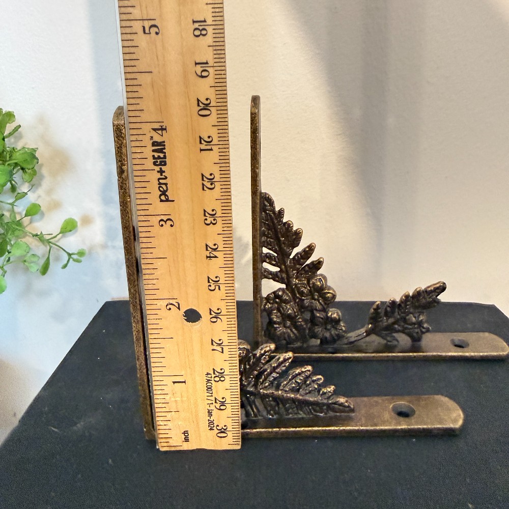 Cast Iron Floral Shelf Brackets, Pair