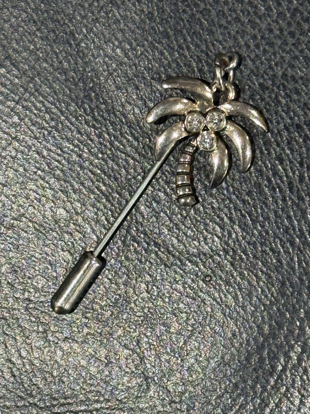 Hat Pin, Scarf Pin - Silver Coconut Tree Rhinestones, Lapel Pin, Hat Pins