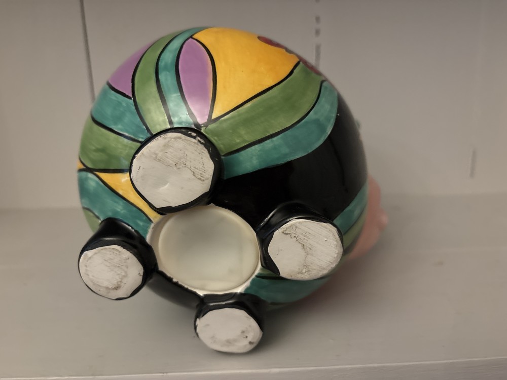 Piggy Bank Painted Floral & Butterflies