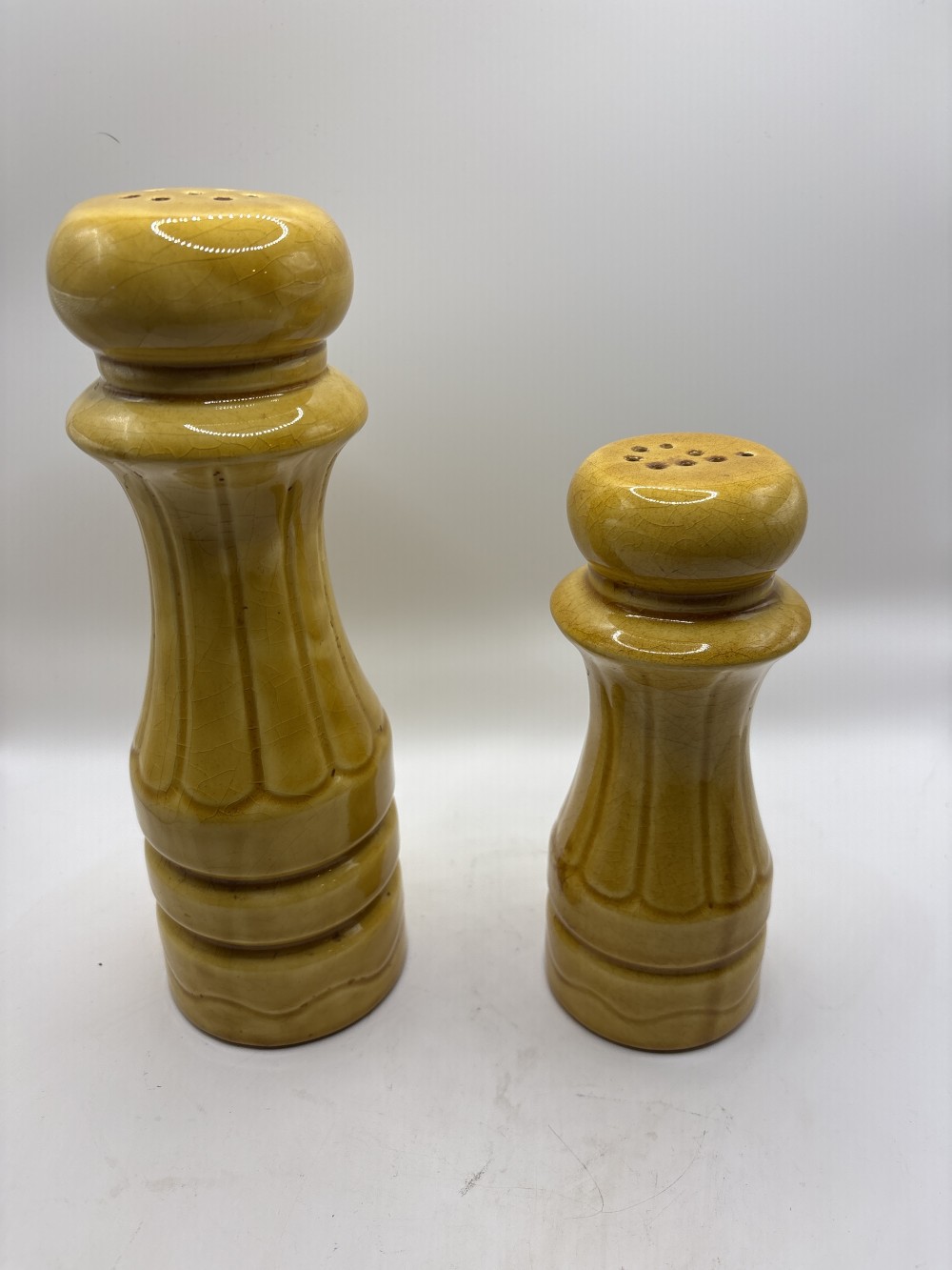 Apco Yellow Tall Salt and Pepper Shakers As-is