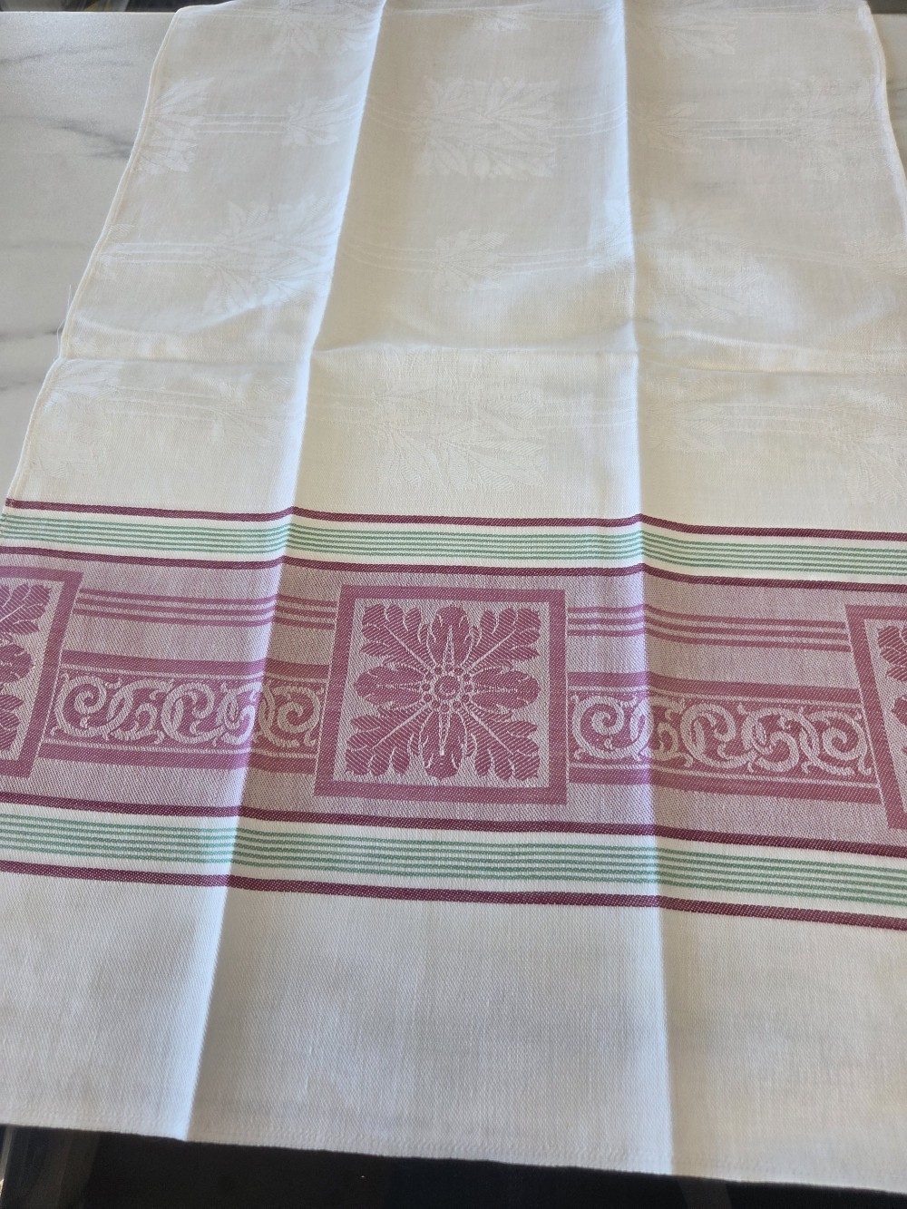 LN-1640R vint red/green woven tea towel
