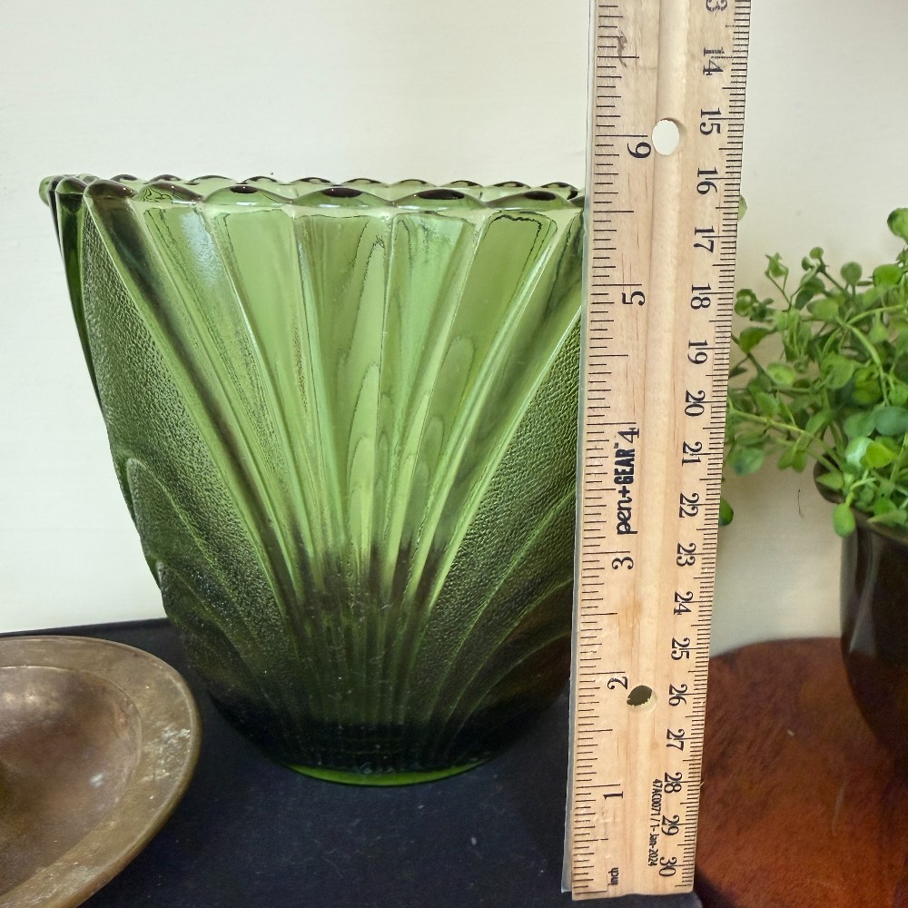 Brockway Nouveau Green Glass Ice Bucket