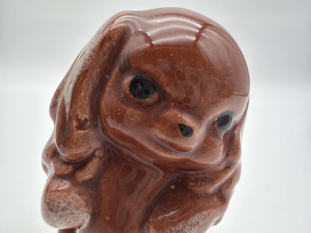 Vintage Brown Drip Glaze Puppy Dog Salt & Pepper Shakers