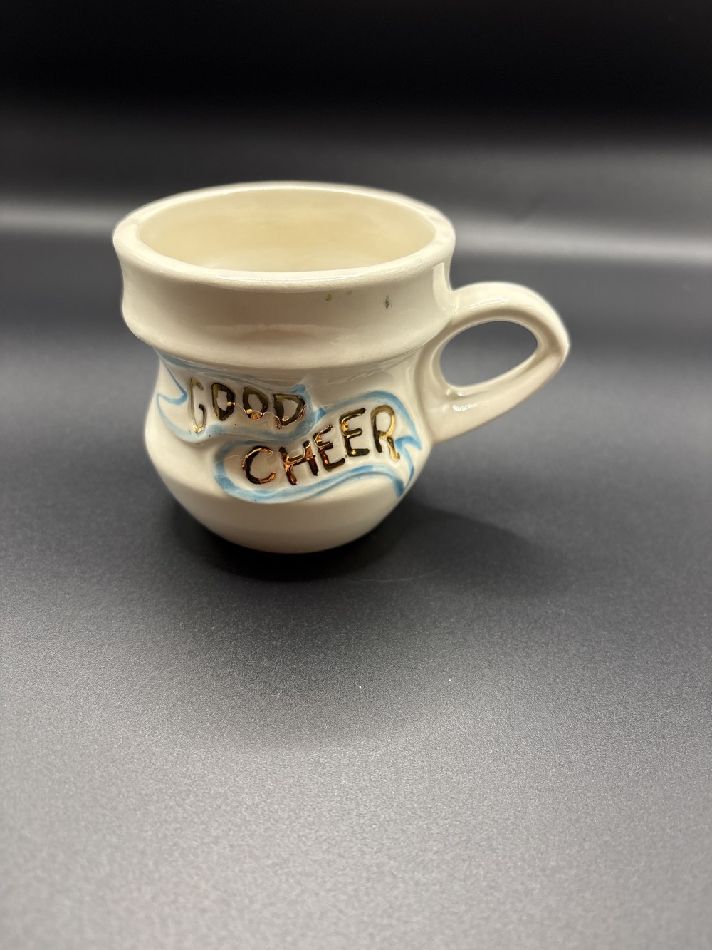 Handpainted Bell With Holly Good Cheer Vintage Mug ~3 in H